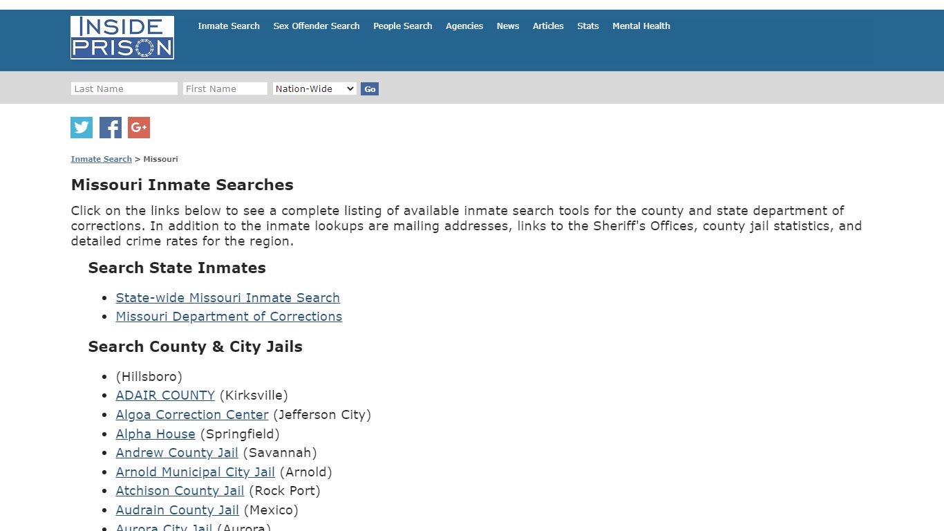Inmate Search for Missouri | Inmate Search | Offender Search